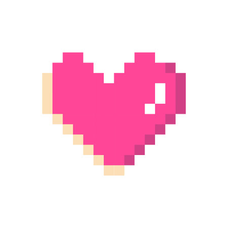 Pixel heart pink 8 bit for poster, print, design, elements vector illustrationのイラスト素材