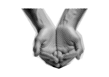 hand, fist, palm, dots Punk y2k black and white collage elements vector illustration