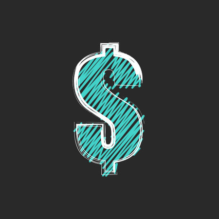 Scribble doodle dollar sign, collage style infographic with neon colors vectorのイラスト素材
