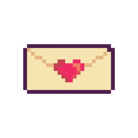 Pixel love letter, 8 bit, retro, y2k pixel icon on a completely white backgroundのイラスト素材