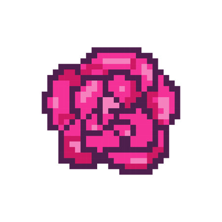 Pixel valentine's day rose, flower, 8 bit, retro, y2k pixel icon on a completely white backgroundのイラスト素材