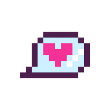 Pixel talking bubble, love , 8 bit, retro, y2k pixel icon on a completely white background heartのイラスト素材