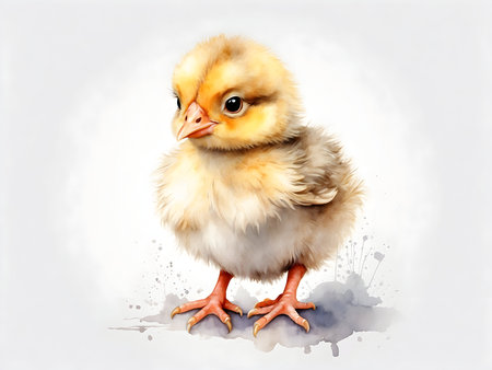 cute chick, watercolor illustration, realism on a completely white background, easter wowの素材