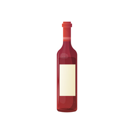Red bard wine bottle with empty label. illustration on white backgroundのイラスト素材