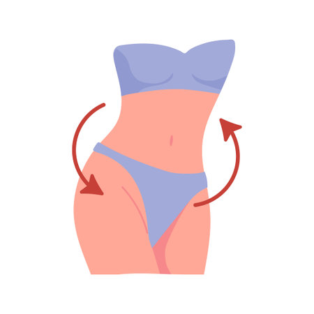 Women's waist, weight loss, metabolism shown with arrows. vectorのイラスト素材