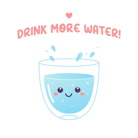 Drink more water double walled mug with water, character vectorのイラスト素材