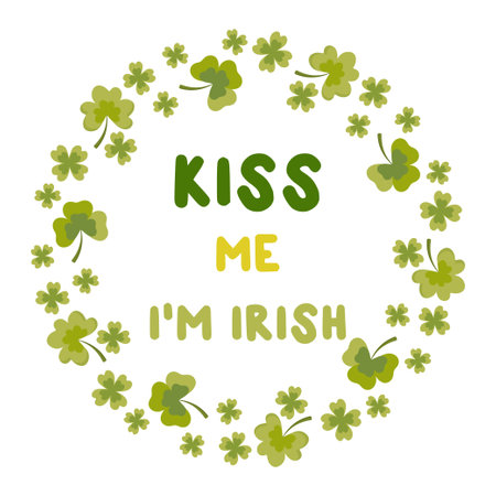 Kiss me, I'm Irish. St. Patrick's Day. T-shirt print, badge, sublimation, postcard vectorのイラスト素材