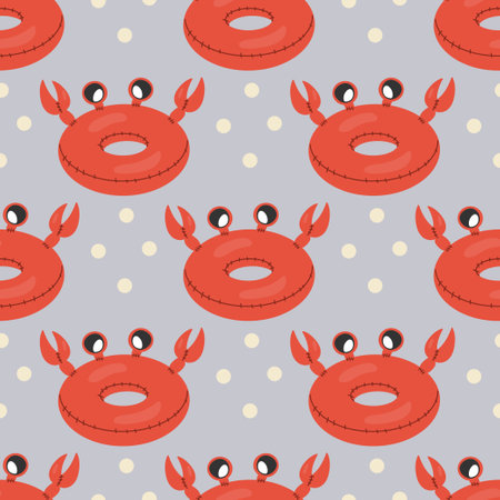seamless pattern, crab shaped swim lap, children's inflatable seaのイラスト素材