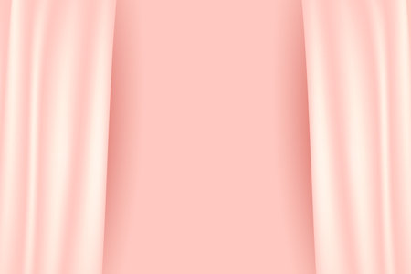Vector texture of silk, satin, drapery fabric on luxurious background. Portiere, curtain of delicate pinkのイラスト素材