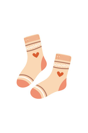 Cute pink socks illustration on white background. Vector isolatedのイラスト素材