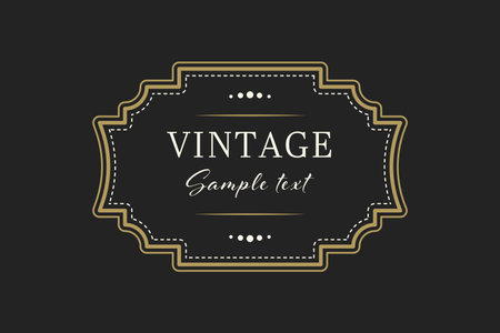 Elegant vintage retro frame on black background, with patterns, with text. Vector illustrationのイラスト素材