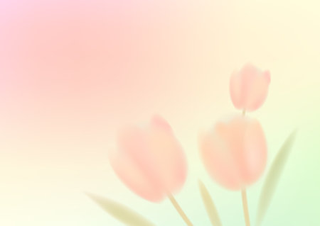 Soft focus pink tulips over a warm pastel gradient background. Ideal for spring templates, greeting cards, and floral designs.のイラスト素材