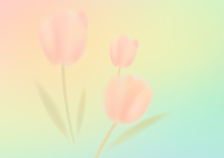 Pink tulips over a soft colorful gradient background. Ideal for March 8 floral posters, spring designs or greeting cards.のイラスト素材