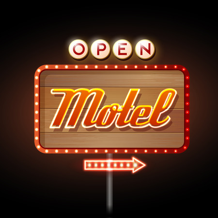 Neon Sign. Motel openのイラスト素材