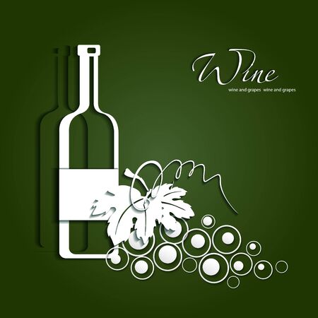 Paper design. bottle of wine and grapesのイラスト素材