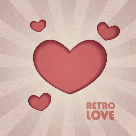 Valentine love heart on retro background. Paper designのイラスト素材