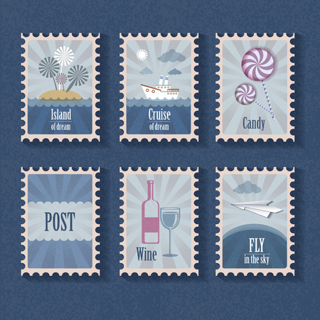 Set of vintage stamp. Travel.のイラスト素材