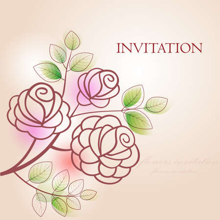 Invitation with roses. Flowersのイラスト素材