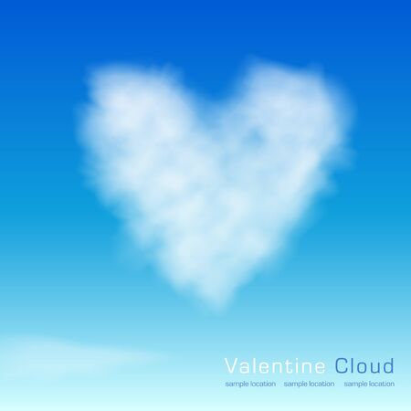 Blue sky background with clouds. Valentine love heartのイラスト素材