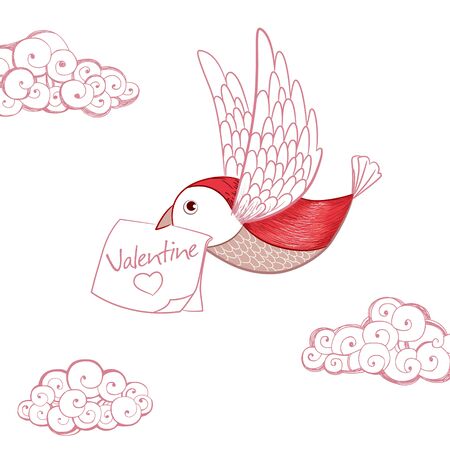 Vintage invitation card with birdのイラスト素材