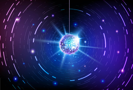 Disco party background with disco ballのイラスト素材