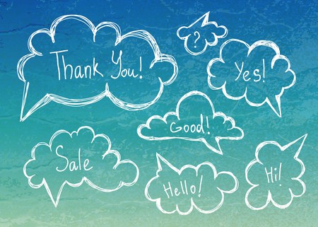 Set of vintage clouds speech bubblesのイラスト素材