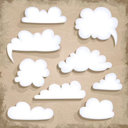 Paper design. Clouds speech bubblesのイラスト素材
