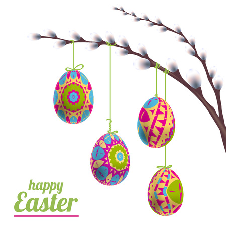 Happy Easter background with decorative eggsのイラスト素材