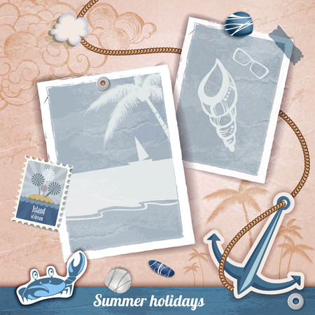 Summer scrapbooking photo albumのイラスト素材