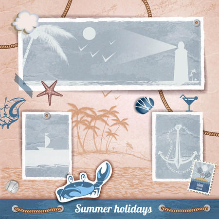 Summer scrapbooking photo albumのイラスト素材