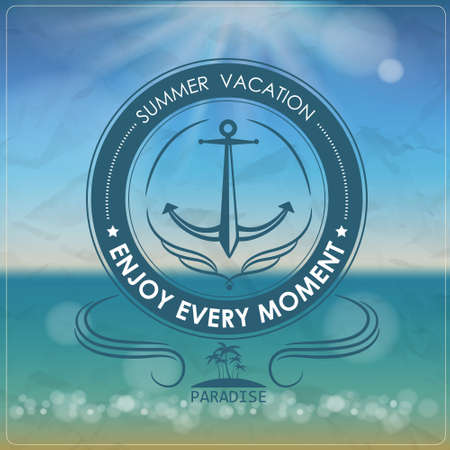 Vintage summer background. label with anchorのイラスト素材