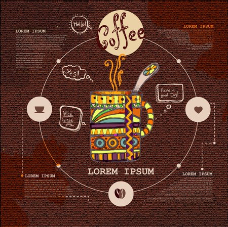 Web site design. Decorative cup of coffeeのイラスト素材