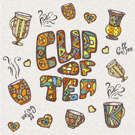 Decorative sketch of a cup of coffee or teaのイラスト素材