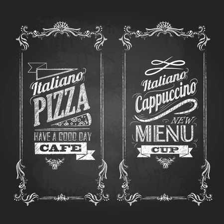Chalk drawings. Menu. Retro typographyのイラスト素材