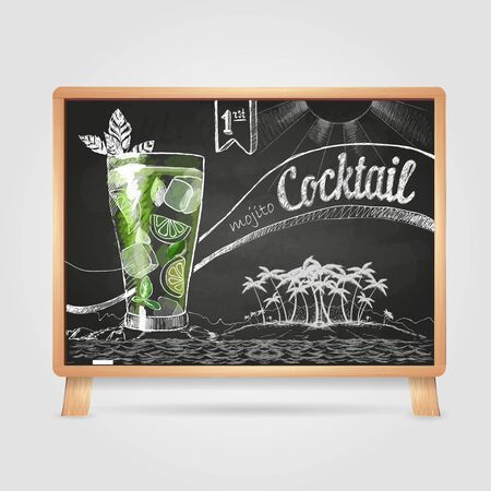 Chalk drawings. Cocktail mojitoのイラスト素材