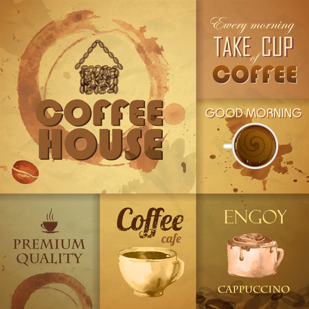 Collection of vintage Coffee Design Elementsのイラスト素材