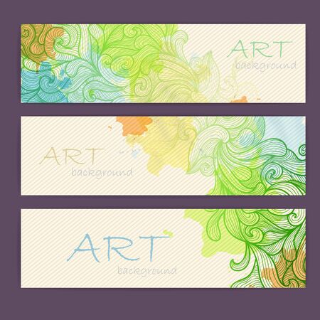 Set of ornamental watercolor bannersのイラスト素材