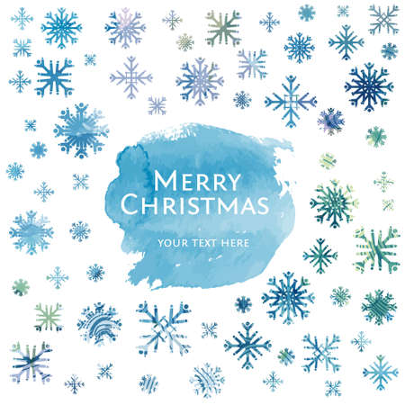 Snowflake winter watercolor Christmas backgroundのイラスト素材