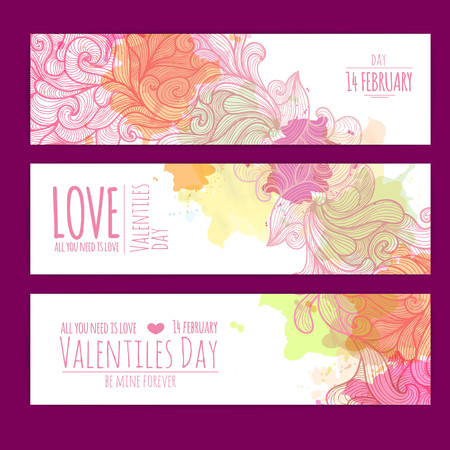 Valentines day background. Set of bannersのイラスト素材