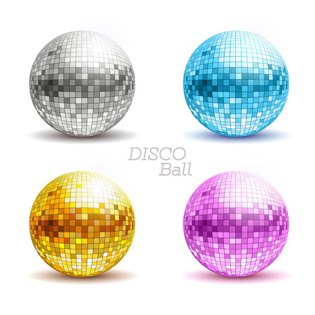 Set of disco ballls. Disco backgroundのイラスト素材