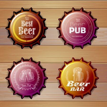 Bottle cap Design. Beer labelsのイラスト素材