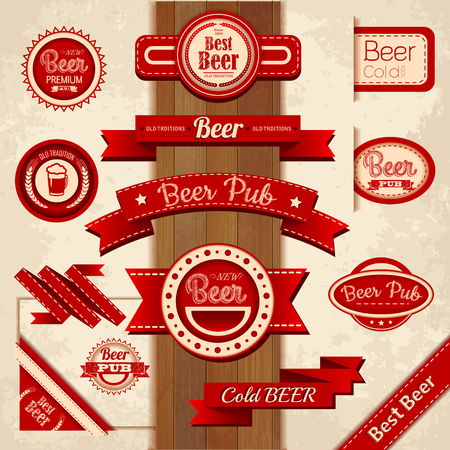 Set of beer labelsのイラスト素材