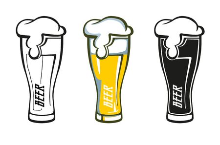 Set of Retro beer glass.のイラスト素材