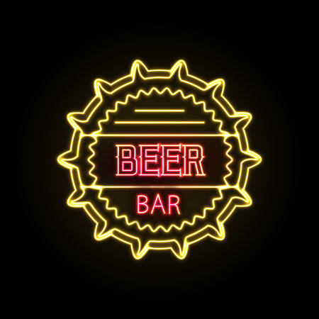 Neon sign. Beer barのイラスト素材