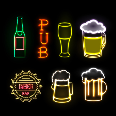 Neon sign. Beer barのイラスト素材
