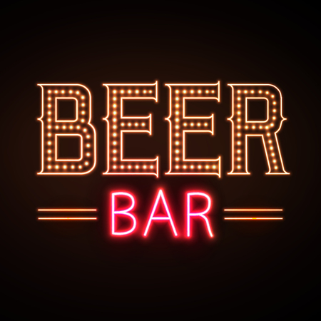 Neon sign. Beer barのイラスト素材