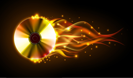 Disco fire Hard rock background. Burning Disck or recordのイラスト素材