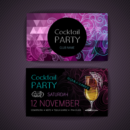 Disco triangle geometric background. Cocktail party cardのイラスト素材