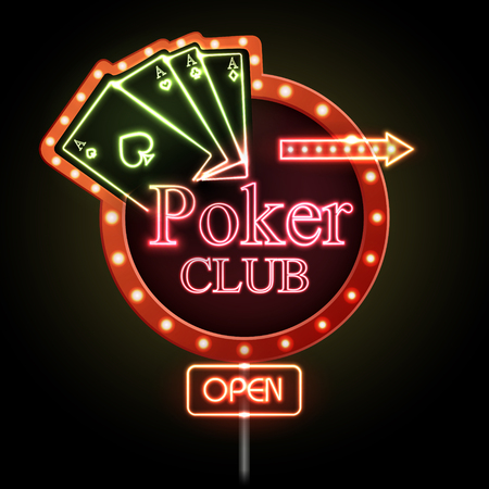 Neon sign. Poker clubのイラスト素材