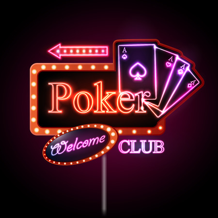 Neon sign. Poker clubのイラスト素材